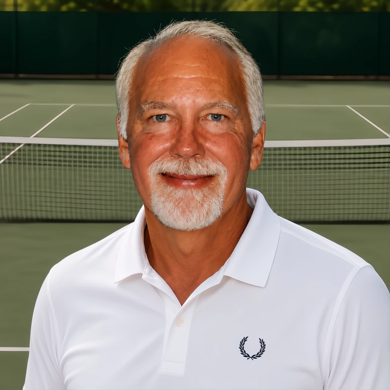 Chris Smith Palm Beach Tennis Homes luxury real estate specialist on clay tennis court