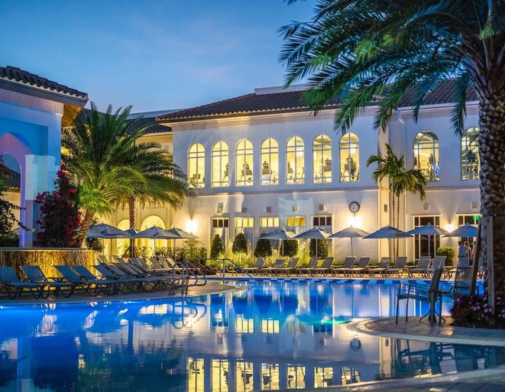 Luxury clubhouse pool and fitness amenities at Addison Reserve Country Club in Delray Beach