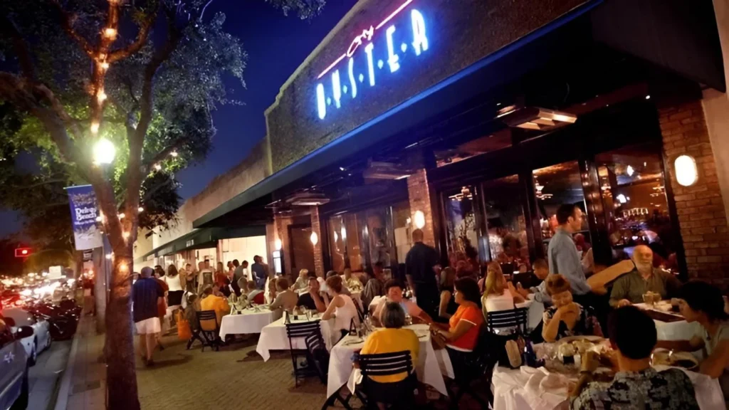 Outdoor dining and nightlife along Atlantic Avenue