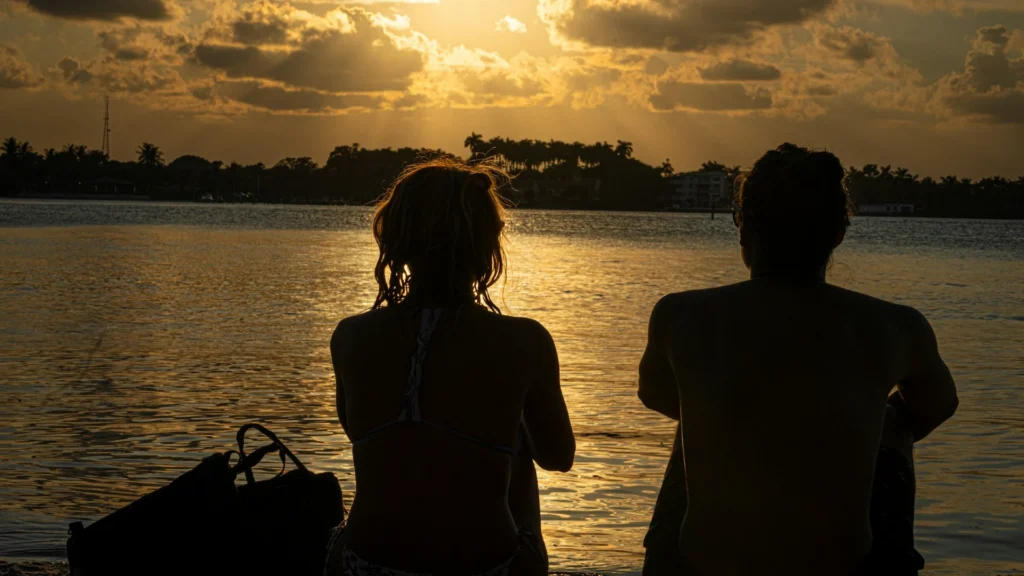 Residents enjoying a sunset along the waterfront in Boynton Beach Florida