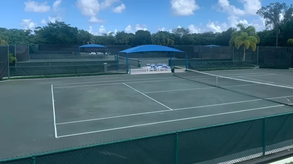 Har-Tru clay courts at The Racquet Center public tennis facility in Boca Raton Florida