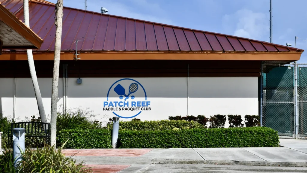 Patch Reef Paddle & Racquet Club entrance and facility sign in Boca Raton Florida