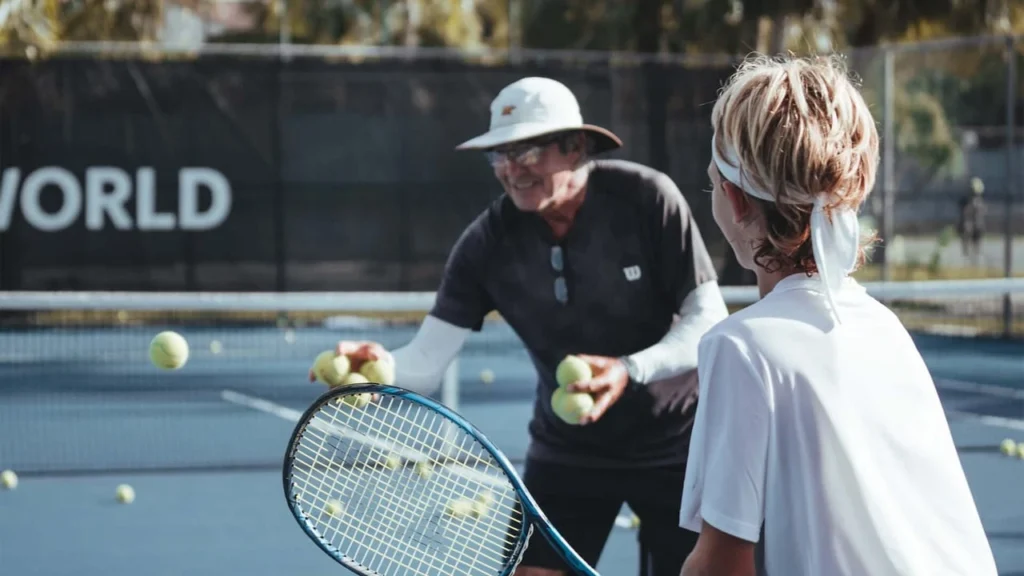 Group tennis training session at ProWorld Academy in Delray Beach