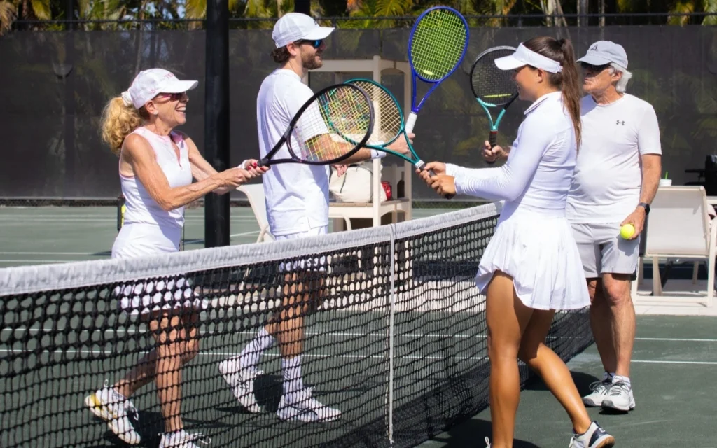 Mixed doubles tennis at Aberdeen Golf & Country Club in Boynton Beach