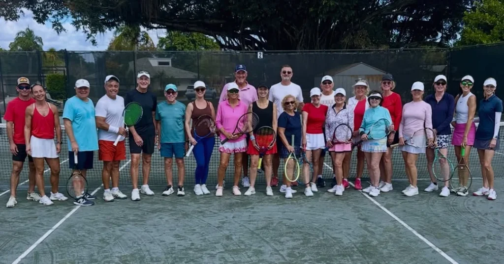 Members participating in a social tennis event at Eastpointe Country Club