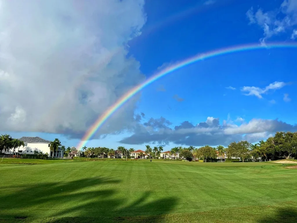 Rainbow over the Arnold Palmer Signature golf course at Frenchman's Reserve