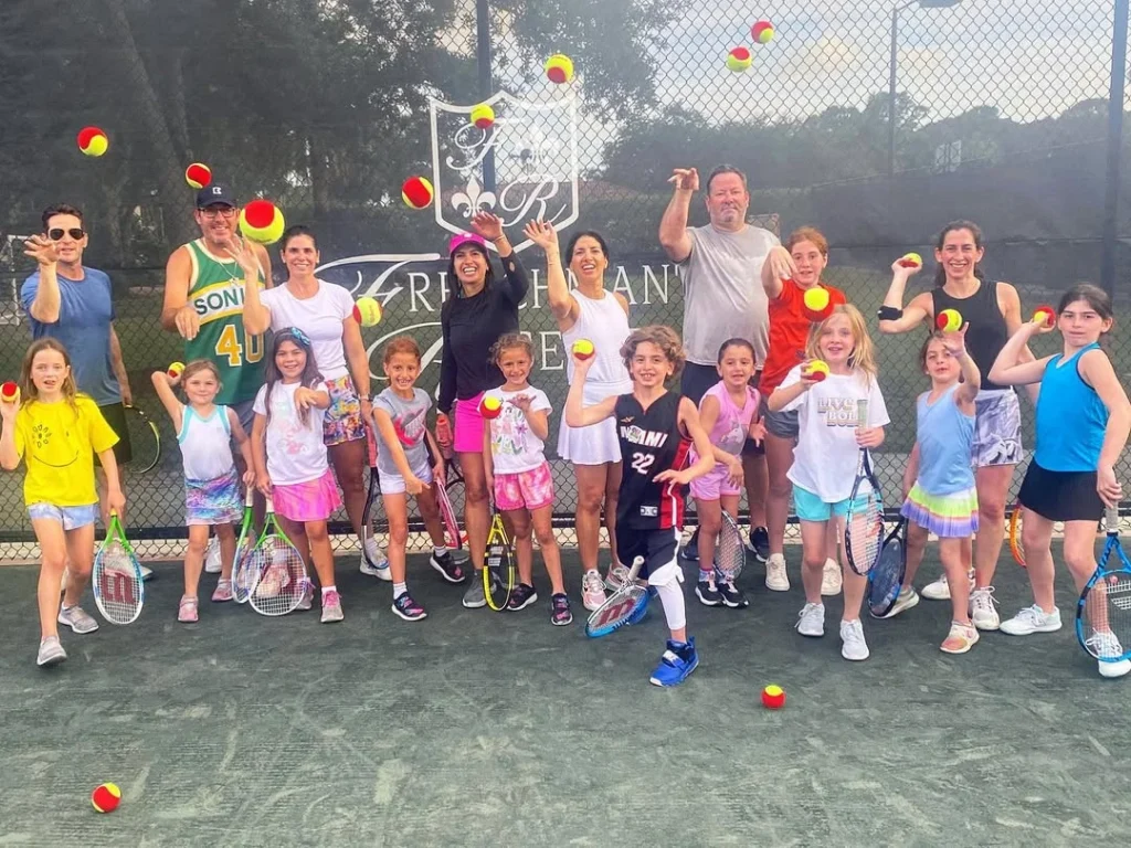 Junior tennis clinic with kids and pros at Frenchman's Reserve Country Club