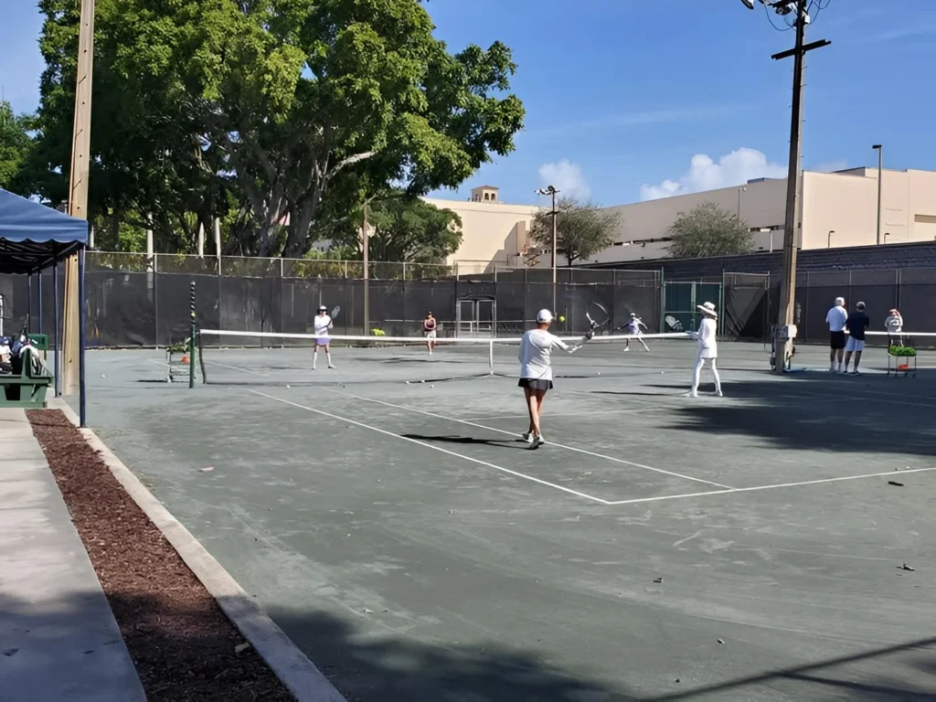 Adult tennis clinic at Howard Park Tennis & Pickleball Center in West Palm Beach