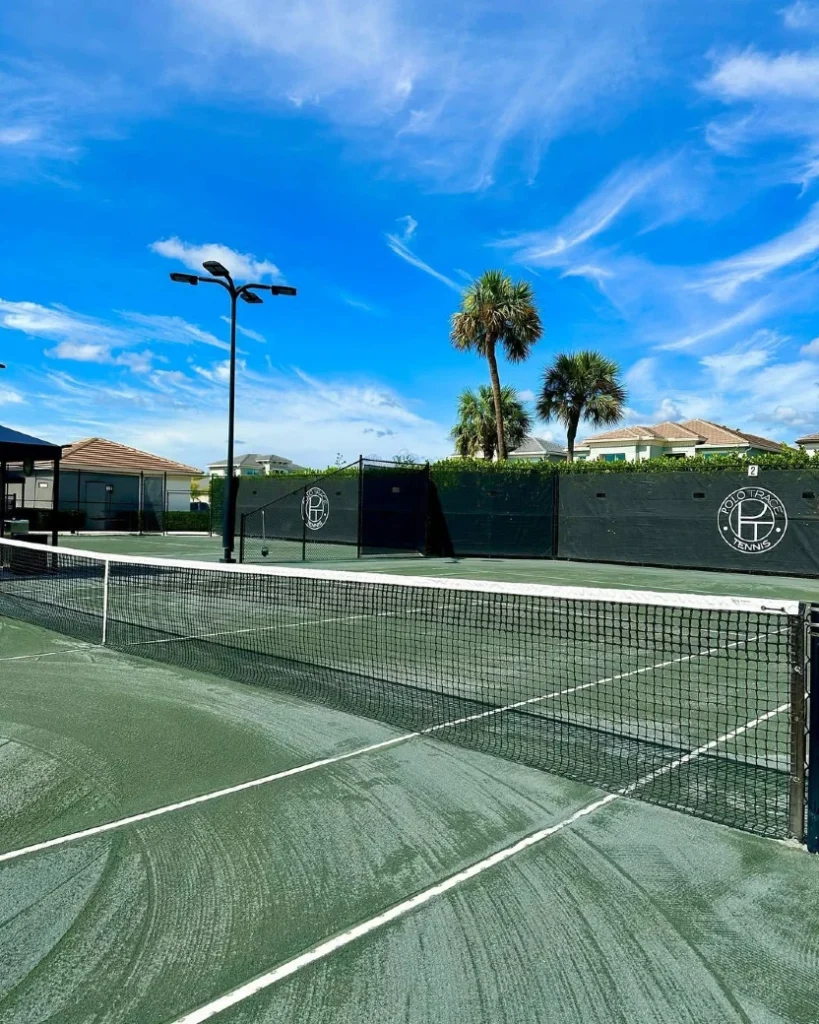 Har-Tru clay tennis court at Polo Trace Racquet Club in Delray Beach Florida