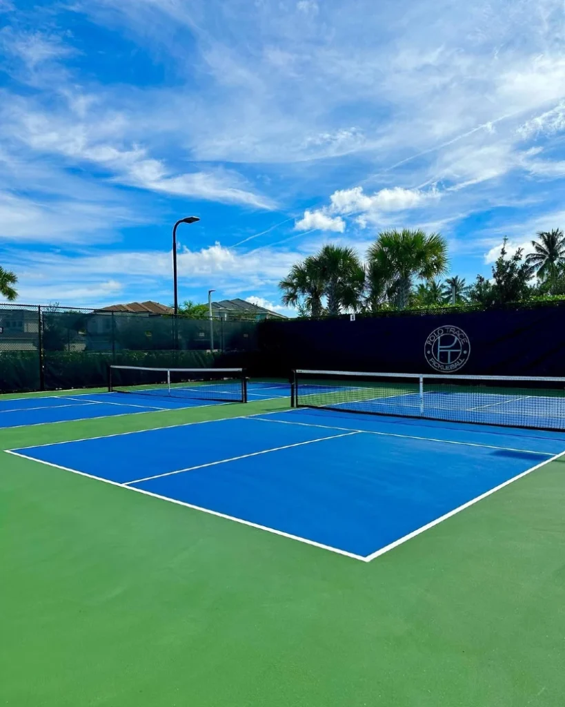 Dedicated pickleball courts at Polo Trace Racquet Club in Delray Beach