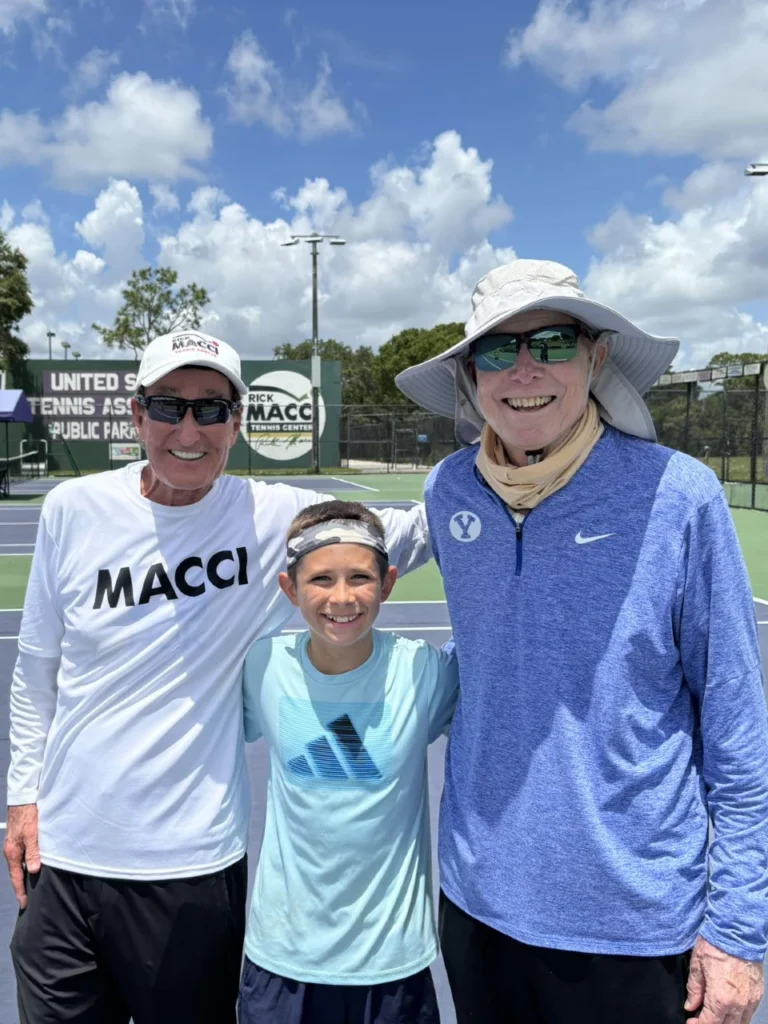 Junior player preparing for training at Rick Macci Tennis Academy