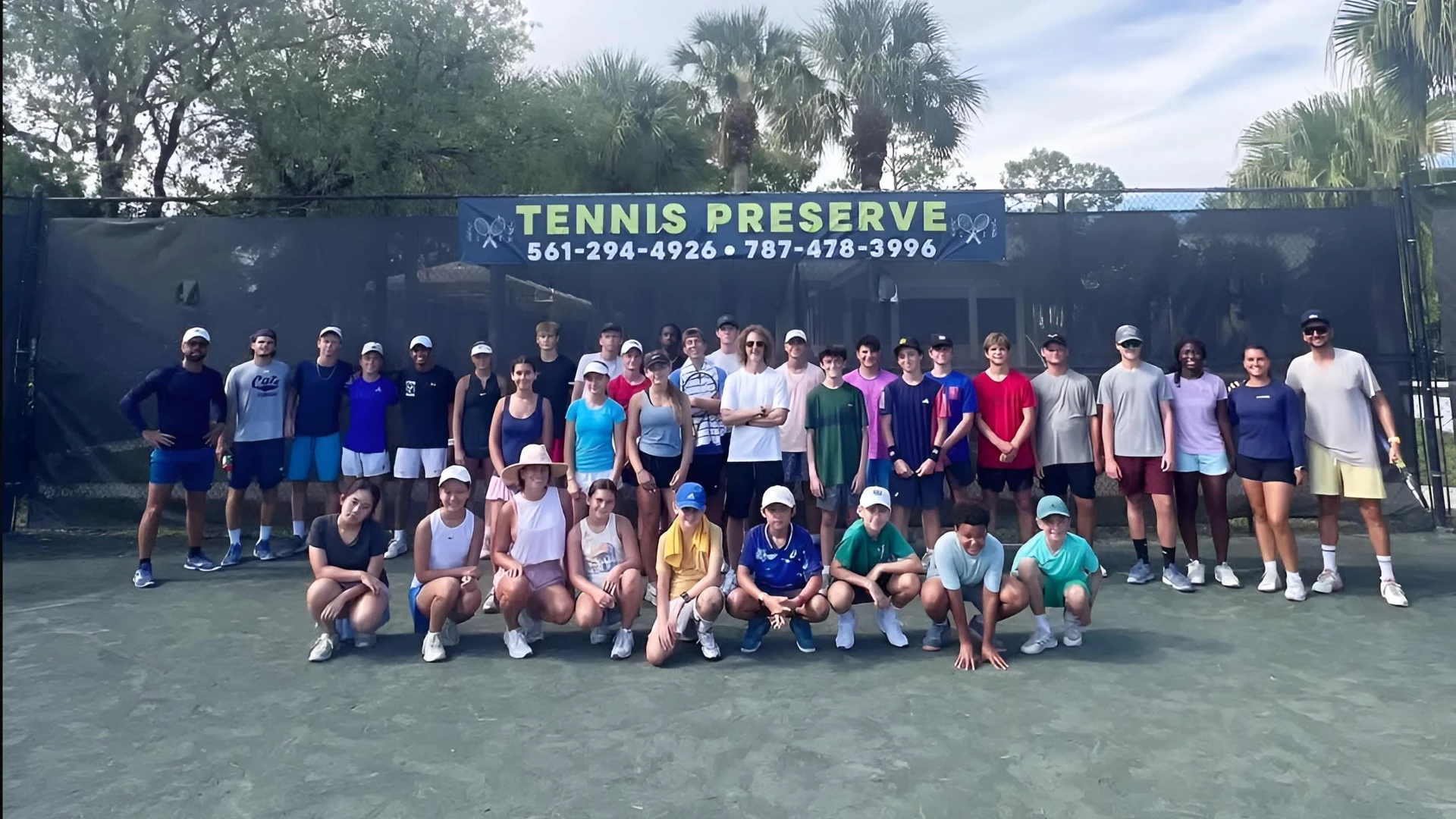 Junior and adult players training at Tennis Preserve Academy in West Palm Beach Florida