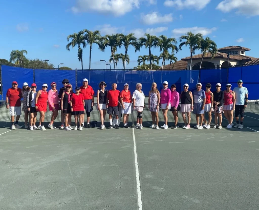 Tennis players gathered for a social mixer at The Club at Boca Pointe
