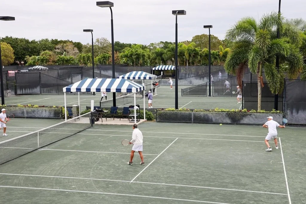 Members gathered on the tennis courts at Wycliffe Golf & Country Club