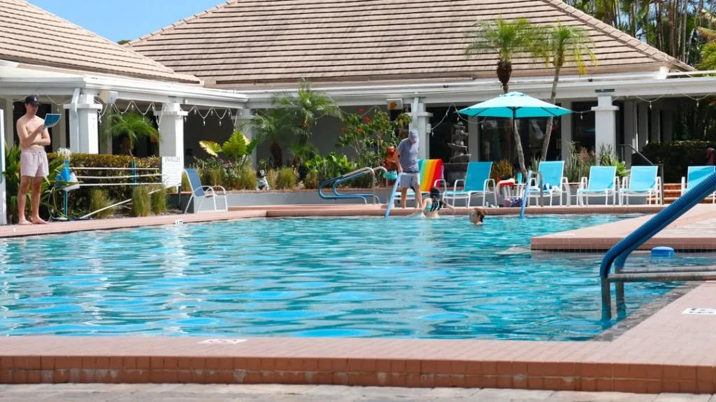 Resort-style swimming pool at Boca Lago Country Club in Boca Raton.