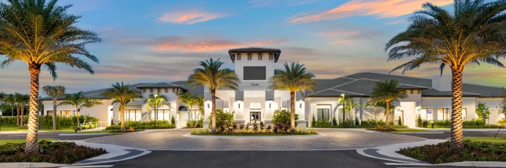 Front entrance of the Valencia Del Mar clubhouse in Boynton Beach.