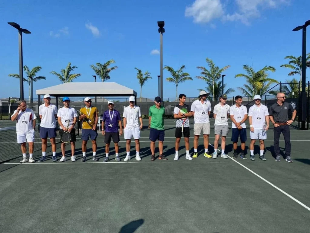 Residents participating in a tennis tournament at Valencia Grand in Boynton Beach.