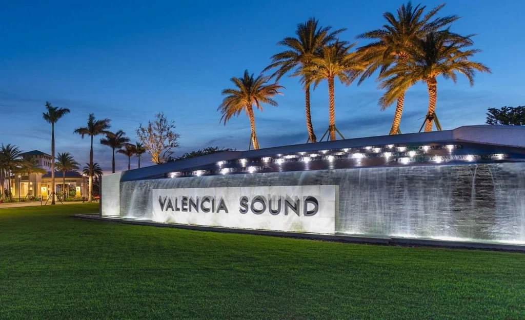 Valencia Sound entrance monument in Boynton Beach Florida