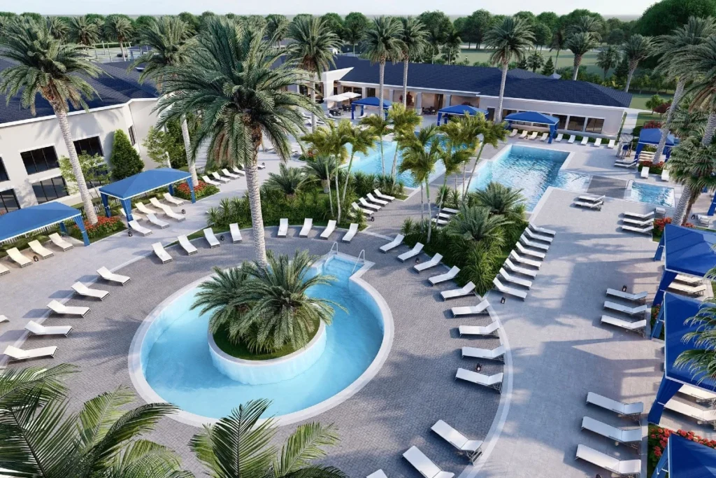Resort-style swimming pool at the Valencia Sound clubhouse